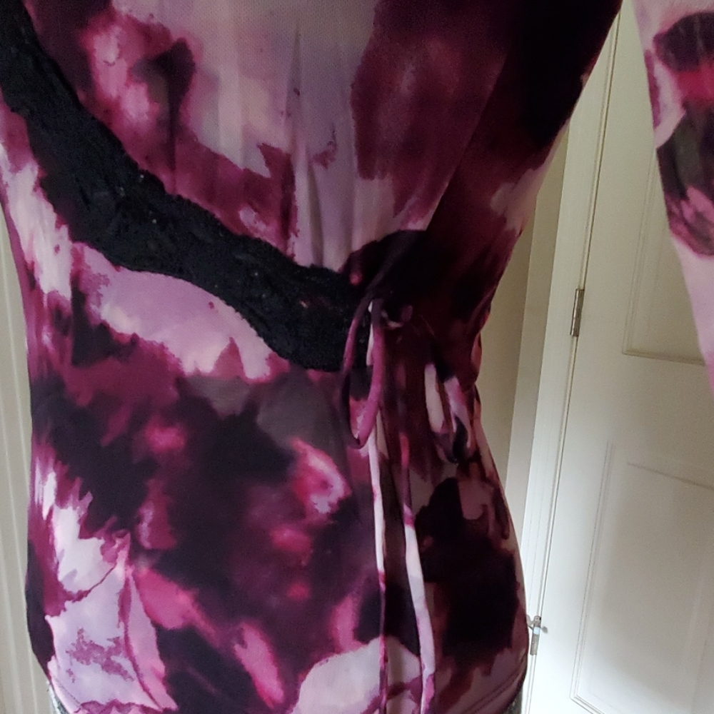 INC mock wrap top with sheer sleeves, size S - Picture 3 of 8